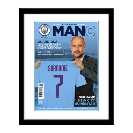 Personalised Manchester City FC Magazine Front Cover Framed Print.