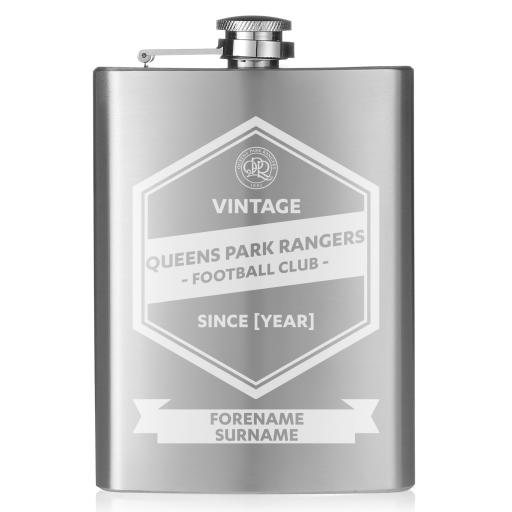 Personalised Queens Park Rangers FC Vintage Hip Flask.