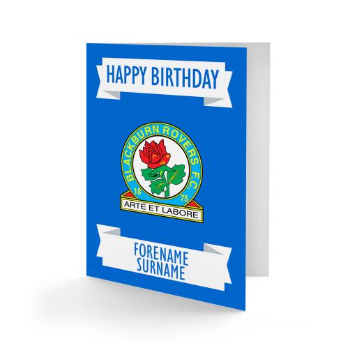 Personalised Blackburn Rovers FC Crest Birthday Card.