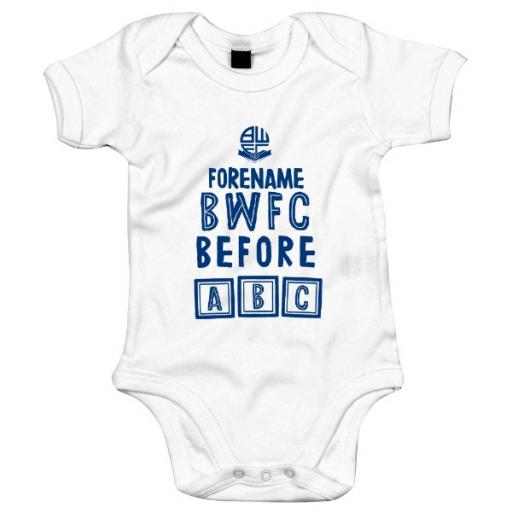Personalised Bolton Wanderers FC Before ABC Baby Bodysuit.