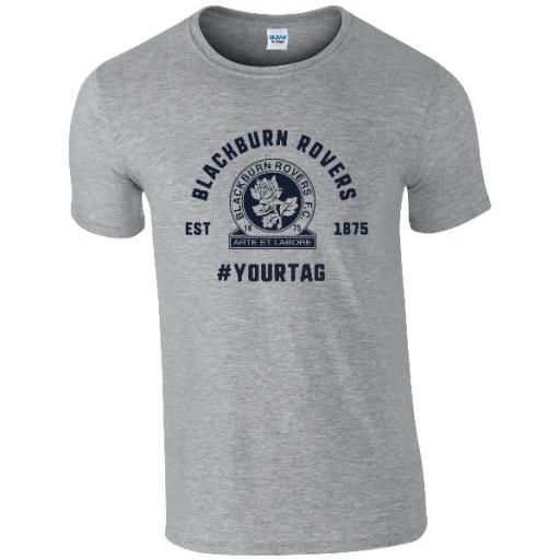 Personalised Blackburn Rovers FC Vintage Hashtag T-Shirt.