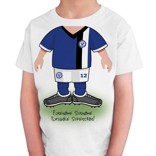 Personalised Rochdale AFC Kids Use Your Head T-Shirt.