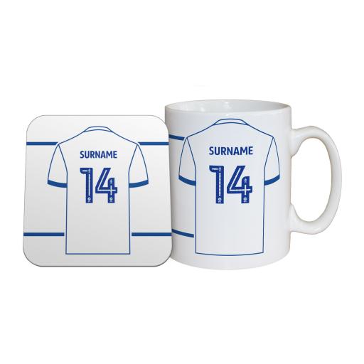 Personalised Bury FC Shirt Mug & Coaster Set.