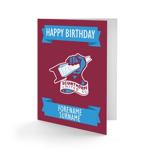 Personalised Scunthorpe United FC Crest Birthday Card.