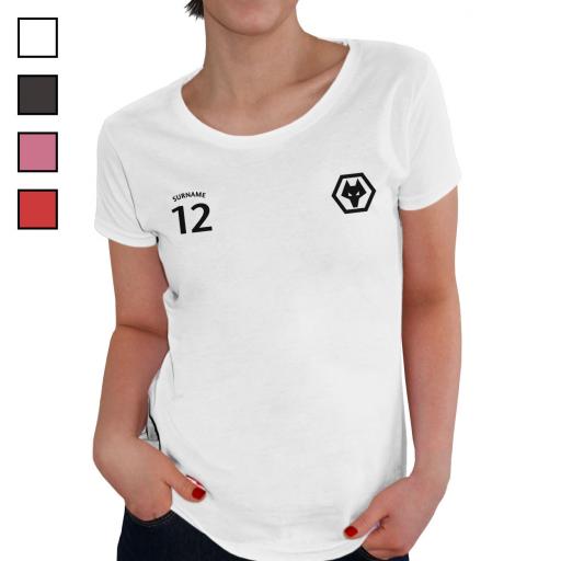 Personalised Wolves Ladies Sports T-Shirt.