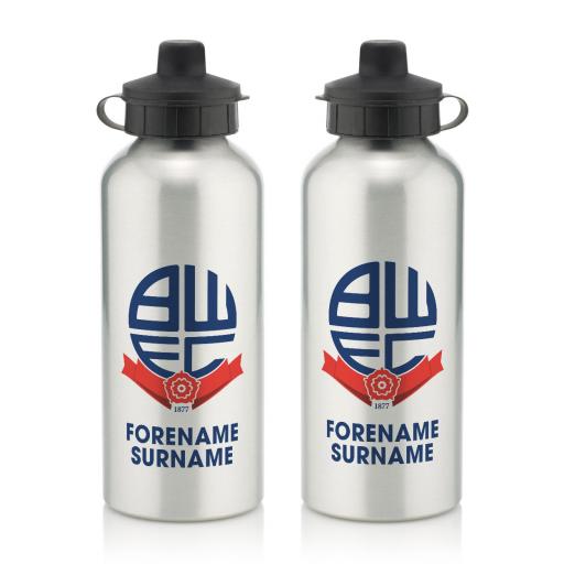Personalised Bolton Wanderers Bold Crest Water Bottle.