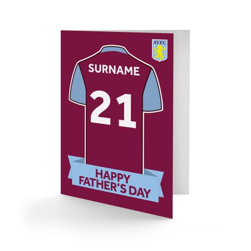 Personalised Aston Villa FC Shirt Father's Day Card.