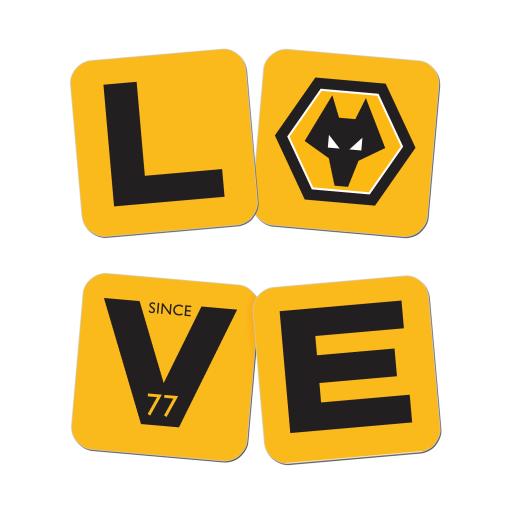 Personalised Wolverhampton Wanderers Love Coasters (x4).