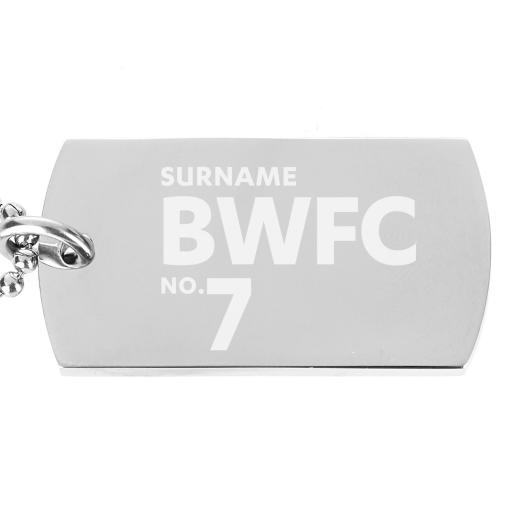 Personalised Bolton Wanderers FC Number Dog Tag Pendant.