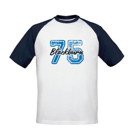 Personalised Blackburn Rovers FC Varsity Number Baseball T-Shirt.