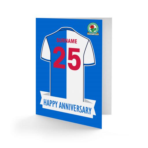 Personalised Blackburn Rovers FC Shirt Anniversary Card.
