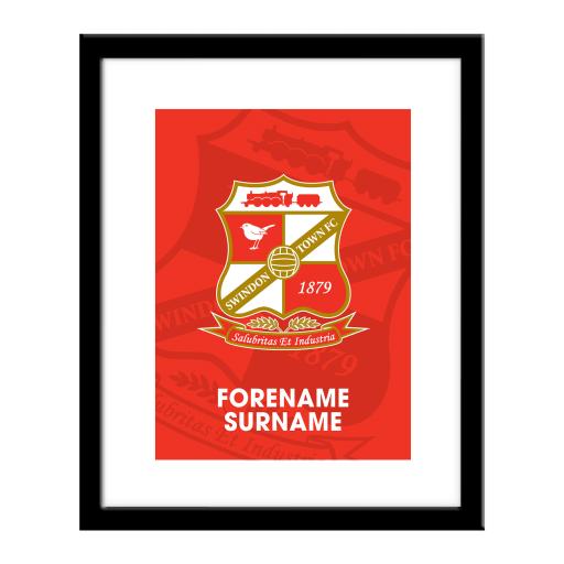 Personalised Swindon Town Bold Crest Print.