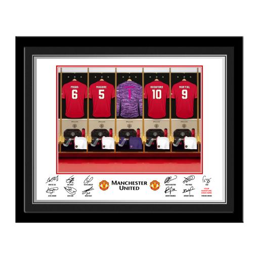 Personalised MUFC Goalkeeper Dressing Room Photo Framed.