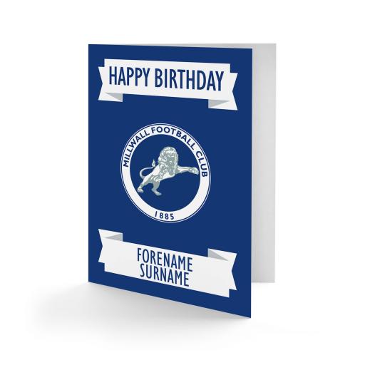 Personalised Millwall FC Crest Birthday Card.