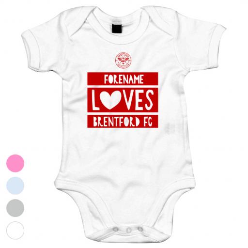 Personalised Brentford FC Loves Baby Bodysuit.