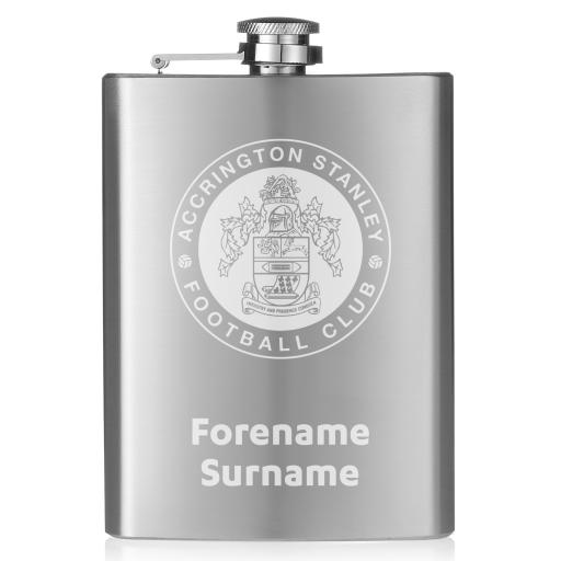 Personalised Accrington Stanley Crest Hip Flask.