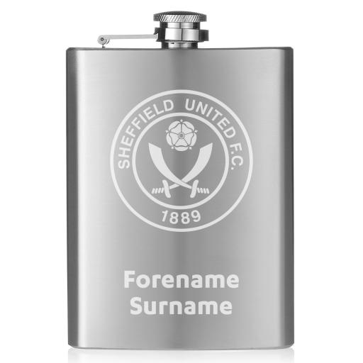 Personalised Sheffield United FC Crest Hip Flask.