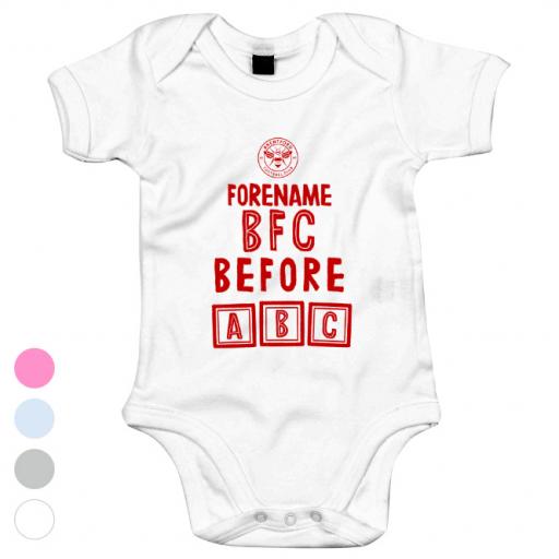 Personalised Brentford FC Before ABC Baby Bodysuit.