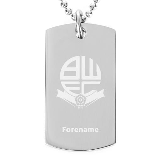 Personalised Bolton Wanderers FC Crest Dog Tag Pendant.