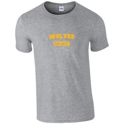 Personalised Wolves Varsity Established T-Shirt.