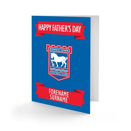 Personalised Ipswich Town FC Crest Father's Day Card.