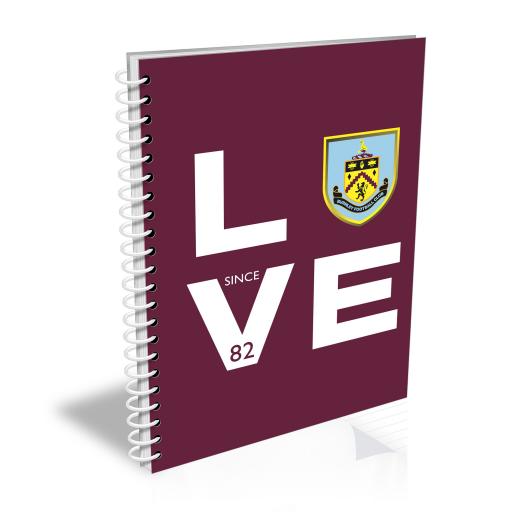 Personalised Burnley FC Love Notebook.