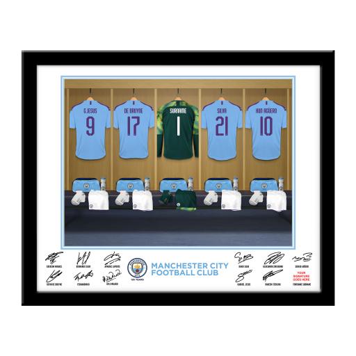 Personalised MCFC Goalkeeper Dressing Room Framed Print.