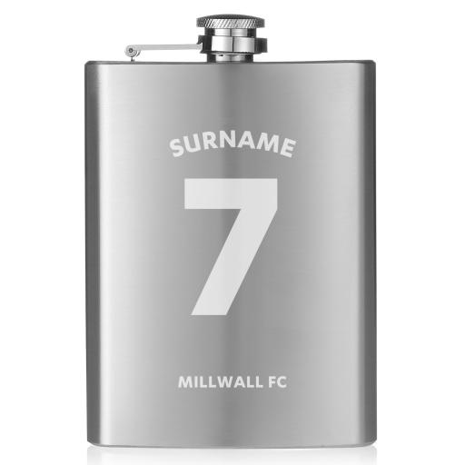 Personalised Millwall FC Shirt Hip Flask.