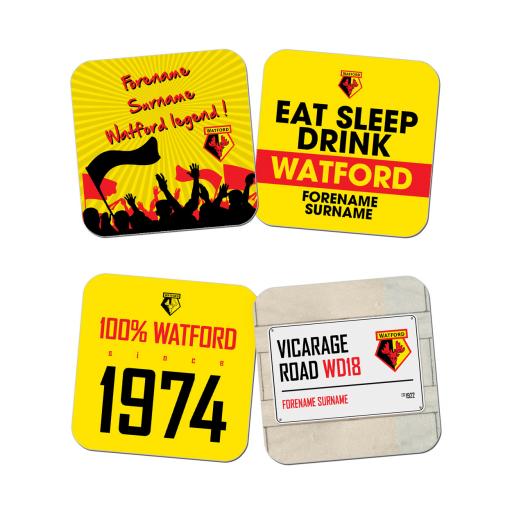 Personalised Watford FC Coasters.