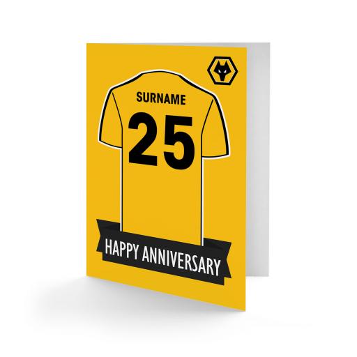 Personalised Wolves Shirt Anniversary Card.