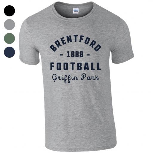 Personalised Brentford FC Stadium Vintage T-Shirt.