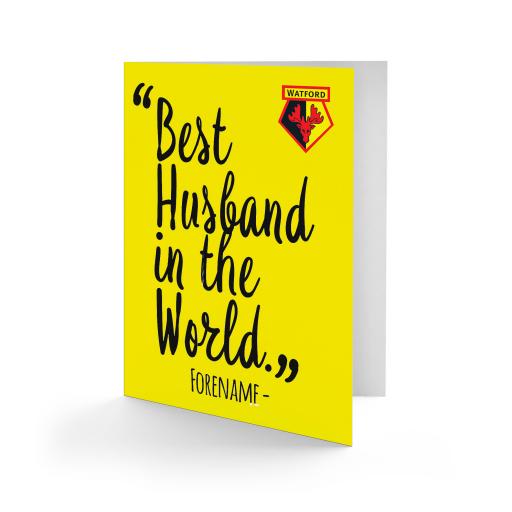 Personalised Watford FC Best Husband In The World Card.