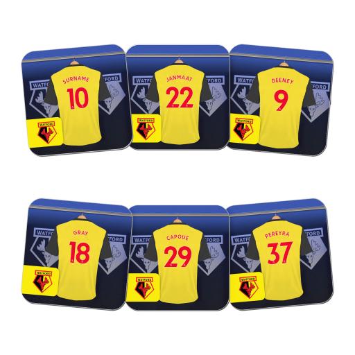 Personalised Watford FC Dressing Room Coasters.