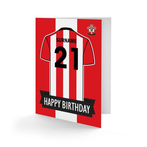 Personalised Southampton FC Shirt Birthday Card.
