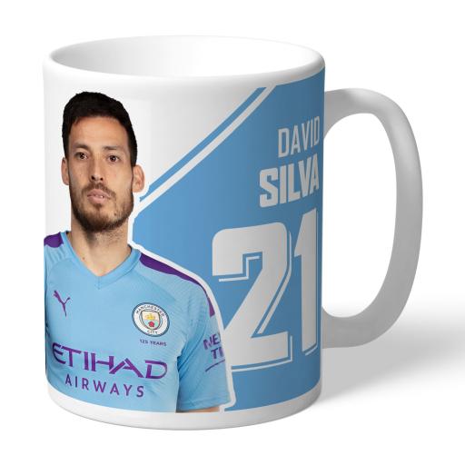 Personalised Manchester City FC Silva Autograph Mug.