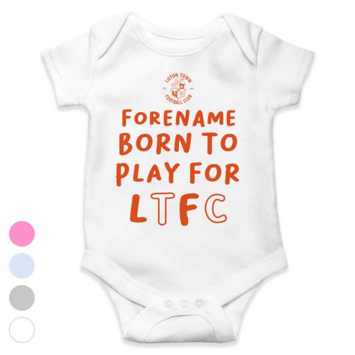 Personalised Luton Town FC Born to Play Baby Bodysuit.