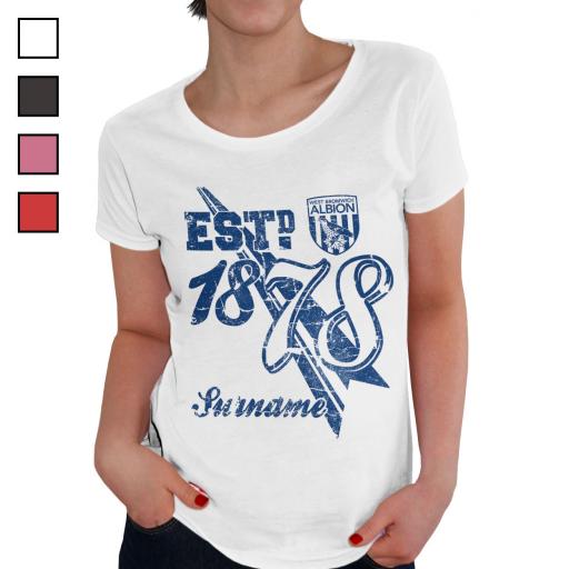 Personalised West Bromwich Albion FC Ladies Established T-Shirt.
