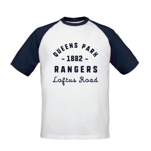 Personalised Queens Park Rangers FC Stadium Vintage Baseball T-Shirt.
