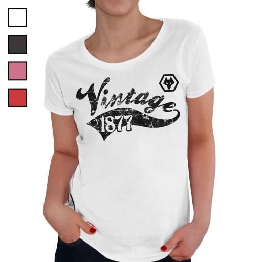 Personalised Wolves Ladies Vintage T-Shirt.