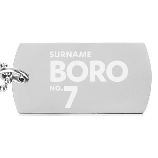 Personalised Middlesbrough FC Number Dog Tag Pendant.