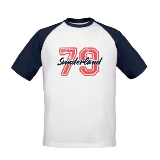 Personalised Sunderland AFC Varsity Number Baseball T-Shirt.