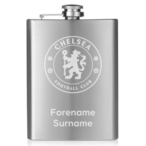 Personalised Chelsea FC Crest Hip Flask.