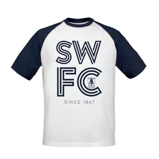 Personalised Sheffield Wednesday FC Stripe Baseball T-Shirt.