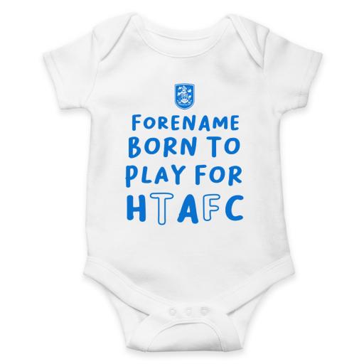 Personalised Huddersfield Town AFC Born to Play Baby Bodysuit.
