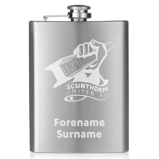 Personalised Scunthorpe United FC Crest Hip Flask.