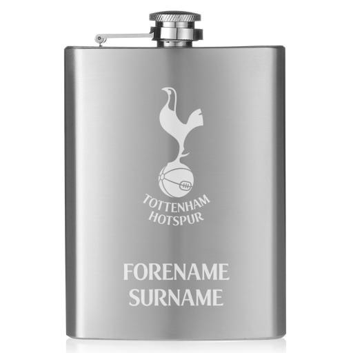 Personalised Tottenham Hotspur Crest Hip Flask.