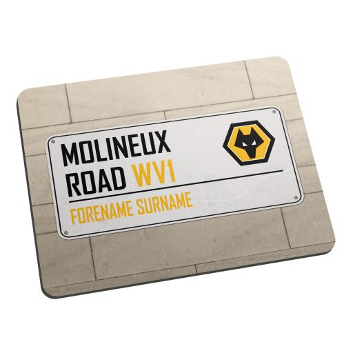 Personalised Wolves Street Sign Mouse Mat.