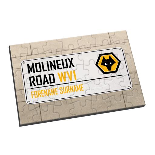 Personalised Wolves Street Sign Jigsaw.