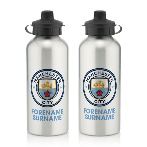 Personalised Manchester City FC Bold Crest Water Bottle.