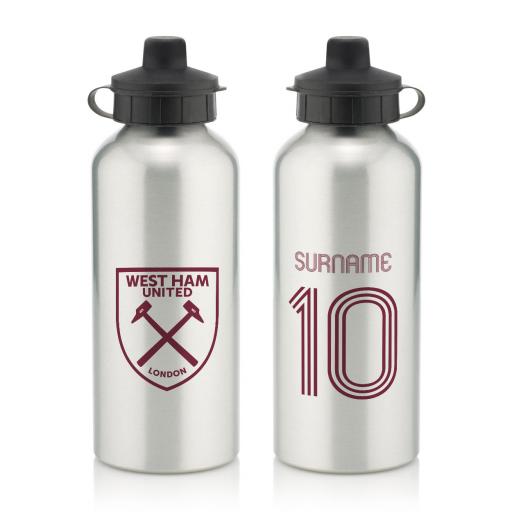 Personalised West Ham United FC Retro Shirt Water Bottle.